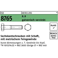 Industrial Quality Supplies Sechskantschraube ISO 8765 m.Schaft M 20x1,5 x150 8.8 galvanisch verzinkt