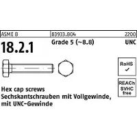 Industrial Quality Supplies ASME B 18.2.1 Sechskantschraube UNC VG 7/16x1" Stahl 8.8 blank"