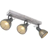 Globo Lighting Strahler Holz antik weiß getüncht, 3x E27