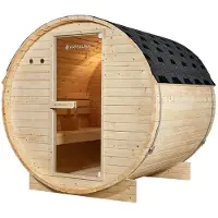 Artsauna Outdoor Fasssauna Spitzbergen 180 für 4 Personen - 6 kW Ofen & Zubehör