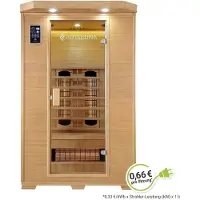 Artsauna Infrarotkabine Oslo - Wärmekabine Vollspektrumstrahler für 2 Personen - LED-Farblichttherapie - Infrarotsauna 120x100 cm aus Hemlockholz