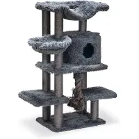 Beeztees Duco Kratzbaum für Katzen, stabil, grau, 60x45x126 cm, Sisal-Plüsch, mit Schlafplatz