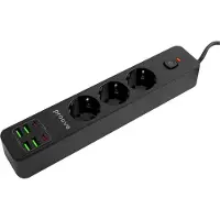 Proove Power Strip 2m 3000W Power Socket P-03 (3xAC + 4xUSB + 2xType-C) black