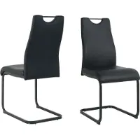 Möbilia Freischwinger-Stuhl 2er Set | Kunstleder | Freischwingergestell | B 42 x T 56 x H 98 cm | schwarz – schwarz | 21020058 | Serie STUHL