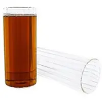 Mulex Glas Stripe Riffel Glas, Glas, Hitzebeständig 400ml 4-Teilig