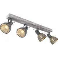 Globo Lighting Strahler Holz antik weiß getüncht, 4x E27