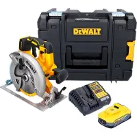 DeWalt DCS 570 H1T Akku Handkreissäge 18 V 184 mm Brushless + 1x Powerstack Akku 5,0 Ah + Ladegerät + TSTAK