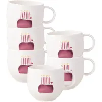 Villeroy & Boch Becher "Henkelbecher Happy Birthday With Love 290 ml 6er Set weiß-rot", bunt (weiß, rot), Porzellan, Trinkgefäße, Becher