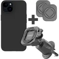 Accezz EasyLock Handyhalterung Auto - Inklusive Hülle für das Apple iPhone 15 - Lüftungsgitter - 360 Grad drehbar - Schwarz