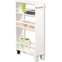 Kesper Nischenwagen weiß – 50x15x79cm - Küchenwagen– 3 Ablageböden, Griff & 2 Rollen mit Bremse – ideal für Küche & Bad – Modell 2485413
