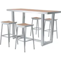 Axi James Barset aus Aluminium mit Holz Look | Bartisch mit Barhocker - 5-teiliges Bar Set für Draußen / Garten | Gartenbar / Gartentheke