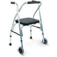 Mobiclinic , Rollator, Compostela, Aluminium, 2 Räder, Stabil, Höhenverstellbar, Mit gepolstertem Sitz, Gepolsterter Sitz und Rückenlehne, Bequem