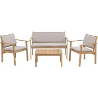 Mendler Garten-Garnitur MCW-O19, Lounge-Set Sitzgruppe Bank Sessel Tisch, Holz Akazie MVG Stoff/Textil (180g/m²) Kissen grau