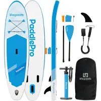 LifeGoods SUP Board Allround Compact - 100 KG Tragkraft - 300 x 76 cm - Aufblasbar - Komplettes SUP Paket - Weiß/Sky Blue
