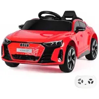 Vrooomy Audi e-Tron GT Kinder Elektroauto 12V (1–4 Jahre) – Offiziell Lizenziert, mit Fernbedienung, Bluetooth & Ledersitz – Kinder Elektrofahrzeug – Rot