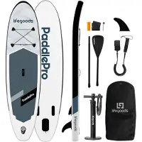 LifeGoods SUP Board Allround Compact - 100 KG Tragkraft - 300 x 76 cm - Aufblasbar - Komplettes SUP Paket - Weiß/Schwarz