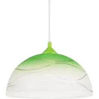 Licht-Erlebnisse ADANIA Pendelleuchte Vintage Glas Weiß Grün Ø30cm rund E27 blendarme Hängelampe Küche