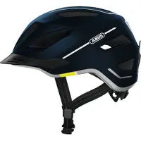 ABUS Stadthelm Pedelec 2.0 - Fahrradhelm mit Rücklicht und Regenhaube - für den Stadtverkehr - für Damen und Herren - Blau, , Größe M (52-57 cm)