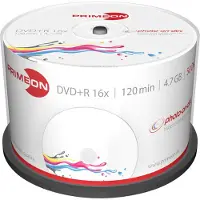 Primeon DVD+R, bedruckbar, bis 16fach, 4,7 GB/120 min, 50er-Spindel
