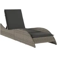 The Living Store Sonnenliege mit Auflage Grau 60x205x73 cm Poly Rattan
