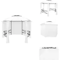 vidaXL Gartenzelt mit Vorhängen 360x312x265 cm Weiß 180 g/m² - Pavillons & Partyzelte
