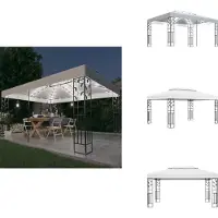 vidaXL Pavillon mit Doppeldach & LED-Lichterkette 3x4 m Weiß - Pavillons & Partyzelte
