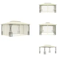 vidaXL Pavillon mit Netz 300x400x265 cm Creme - Pavillons & Partyzelte