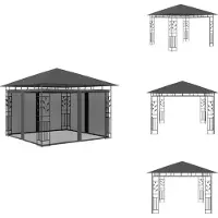 vidaXL Pavillon mit Moskitonetz 3x3x2,73 m Anthrazit 180 g/m² - Pavillons & Partyzelte