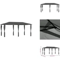 vidaXL Pavillon mit Pfostenabdeckungen 3x6x2,6 m Anthrazit 160 g/m² - Pavillons & Partyzelte