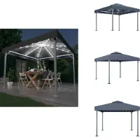 vidaXL Pavillon mit LED-Lichterkette 300x300 cm Anthrazit Aluminium - Pavillons & Partyzelte