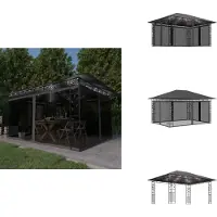 vidaXL Pavillon mit Moskitonetz & LED-Lichterkette 4x3x2,73m Anthrazit - Pavillons & Partyzelte
