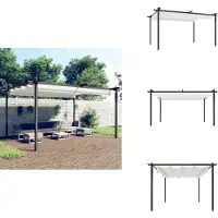 vidaXL Pavillon mit Ausziehbarem Dach 4x3 m Creme - Pavillons & Partyzelte