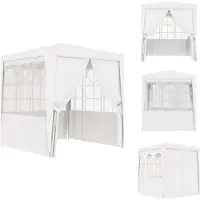 vidaXL Profi-Partyzelt mit Seitenwänden 2×2m Weiß 90 g/m² - Pavillons & Partyzelte