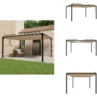 vidaXL Pavillon mit Lamellendach 3x4 m Taupe Stoff und Aluminium - Pavillons & Partyzelte