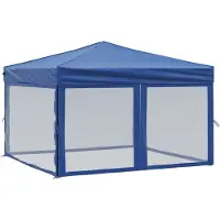 vidaXL Partyzelt Faltbar mit Seitenwänden Blau 3x3 m - Pavillons & Partyzelte