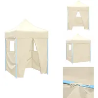 vidaXL Profi-Partyzelt Faltbar mit 4 Seitenwänden 2×2m Stahl Creme - Pavillons & Partyzelte