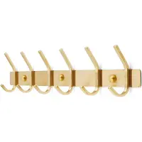 TOJ Living Wandgarderobe – 12 Haken – 46 cm – Edelstahl – Gold – Hakenleiste