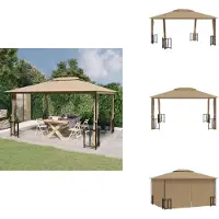 vidaXL Pavillon mit Seitenwänden & Doppeldach 3x4 m Taupe - Pavillons & Partyzelte