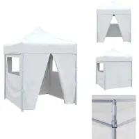 vidaXL Profi-Partyzelt Faltbar mit 4 Seitenwänden 2×2m Stahl Weiß - Pavillons & Partyzelte