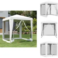 vidaXL Partyzelt mit 4 Netz-Seitenwänden 2 x 2 m Weiß - Pavillons & Partyzelte