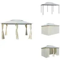 vidaXL Gartenpavillon mit Gardinen 4x3 m Weiß - Pavillons & Partyzelte