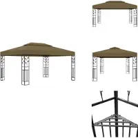 vidaXL Pavillon mit Doppeldach 3x4 m Taupe 180 g/m² - Pavillons & Partyzelte
