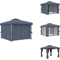 vidaXL Pavillon mit Vorhang 3x3 m Anthrazit Aluminium - Pavillons & Partyzelte