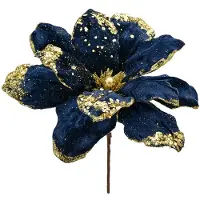 Clayre & Eef 2er-Set: Dekopflanzen in Dunkelblau/ Gold - (H)27 cm - onesize