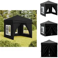 vidaXL Partyzelt Faltbar mit Seitenwänden Schwarz 2x2 m - Pavillons & Partyzelte