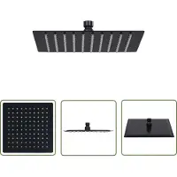 The Living Store Regenbrause Edelstahl 20x20 cm Quadrat Schwarz