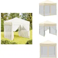 vidaXL Partyzelt Faltbar mit Seitenwänden Creme 2x2 m - Pavillons & Partyzelte