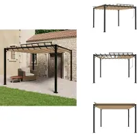 vidaXL Pavillon mit Lamellendach 3x3 m Taupe Stoff und Aluminium - Pavillons & Partyzelte