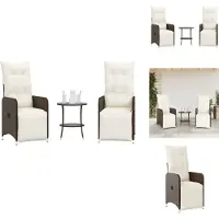vidaXL Outdoor-Lehnstühle 2 Stk. mit Tisch Braun Poly Rattan