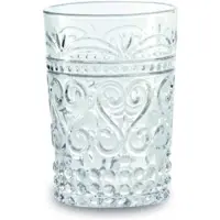 Zafferano Set aus 6 provenzalischen Trinkgläsern aus transparentem Glas, handgefertigtes Design mit Reliefdekor, ideal für stilvolle Tafelrunden